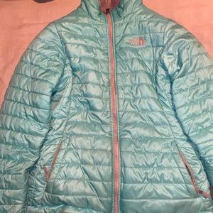 Teal reversible north face jacket